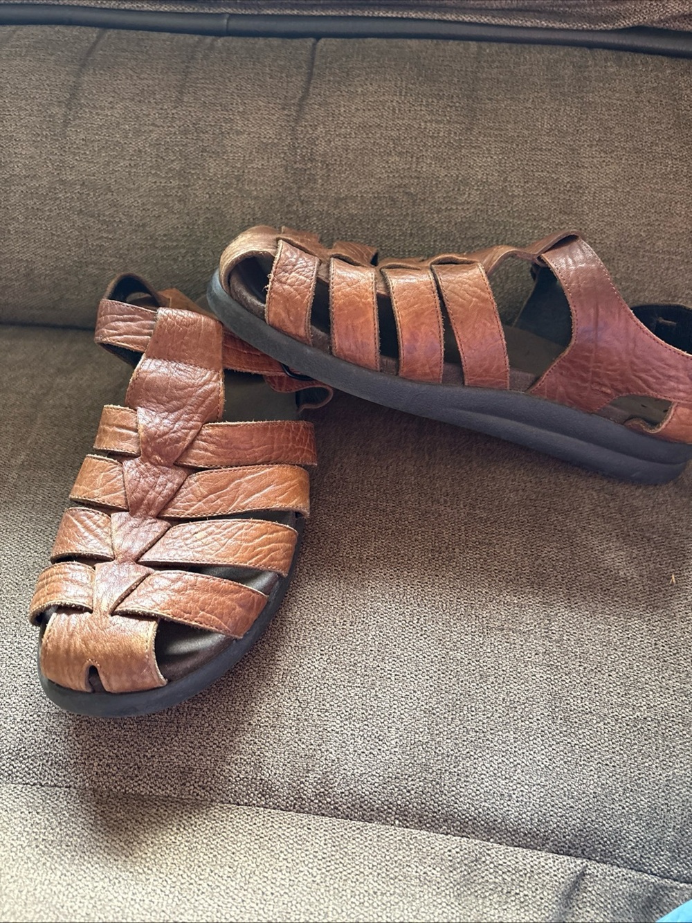 Mephisto  Mens  Brown Leather 'Sam' Fisherman Sandal Size EU 44 US 10.5